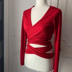 Red wrap top